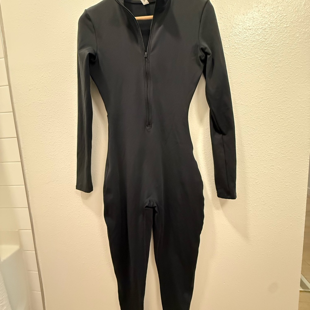 Black Zip Front Active Jumpsuit / Bodysuit